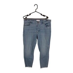 Loft Distressed Slim Pockets Light Wash Raw Hem Ankle Jeans Women's Size 32